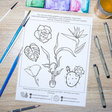 Free Plant Paint Nite & Coloring Sheets!