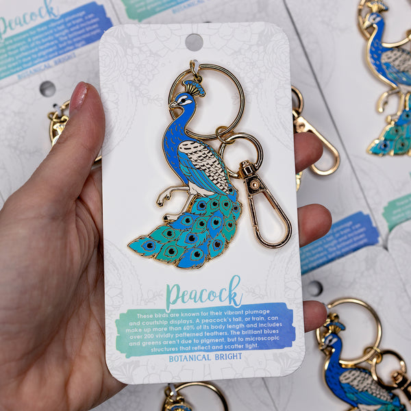 Peacock Deluxe Size Enamel Keychain