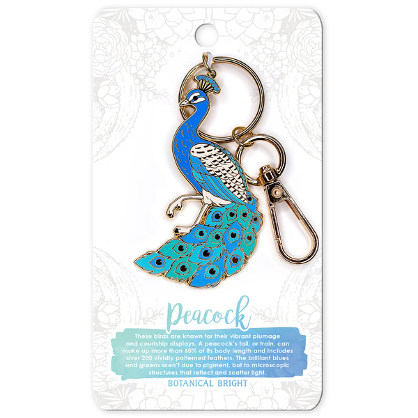 Peacock Deluxe Size Enamel Keychain