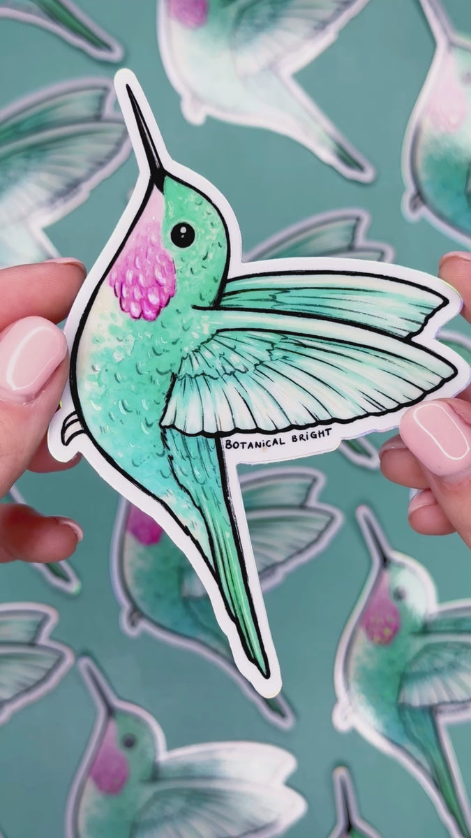 Hummingbird Holographic Glitter Sticker - Chelzart