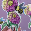 Load and play video in Gallery viewer, Bee and Zinnias Waterproof Sticker with Holographic Details