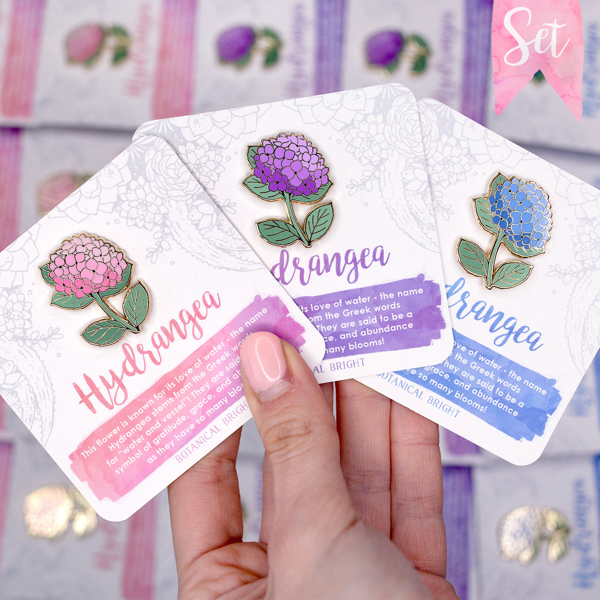 Hydrangea Enamel Pin Set – Botanical Bright - Add a Little Beauty to Your  Everyday