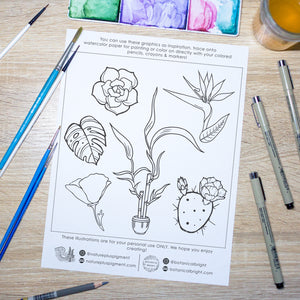 Free Plant Paint Nite & Coloring Sheets!