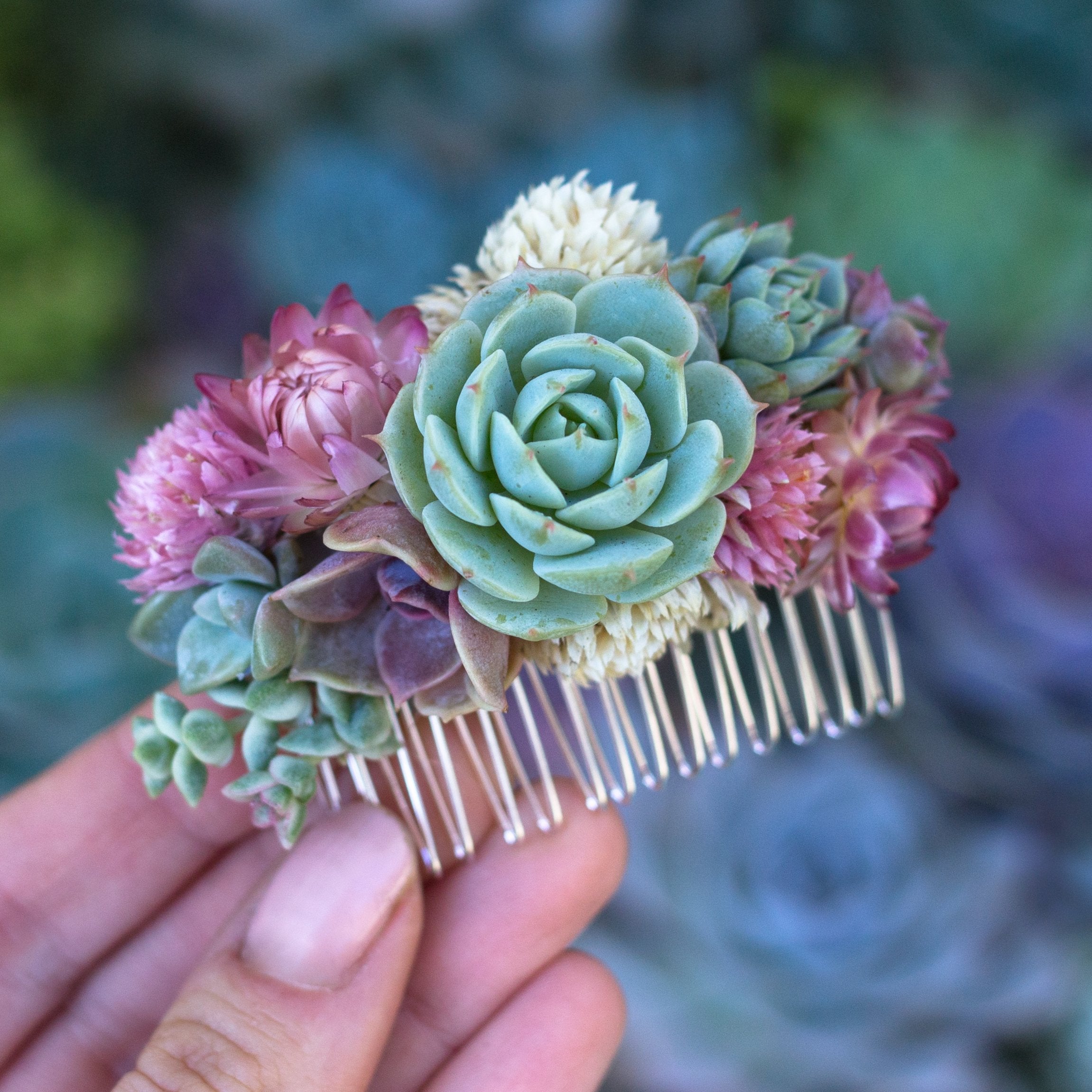 Pastel Succulent buy Hair Comb