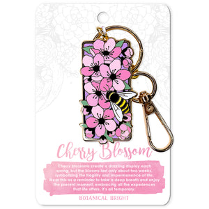 Bee and Cherry Blossom Enamel Keychain