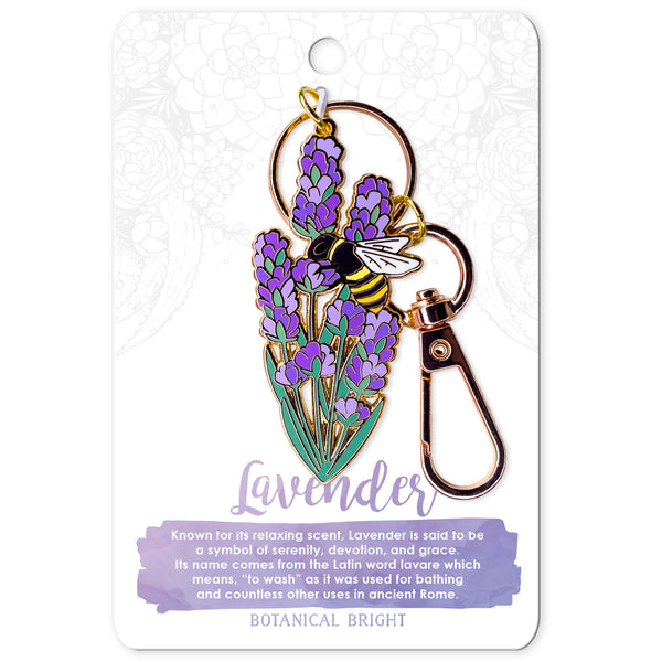 Bee and Lavender Enamel Keychain