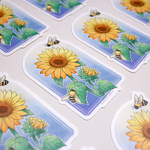 Sunflower & Bees Waterproof Vinyl Sticker