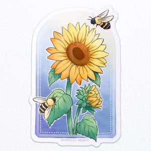 Sunflower & Bees Waterproof Vinyl Sticker