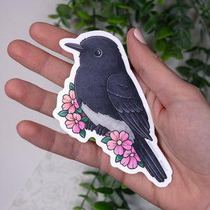 Black Phoebe Waterproof Vinyl Sticker