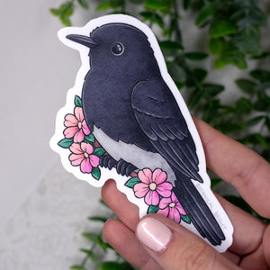 Black Phoebe Waterproof Vinyl Sticker