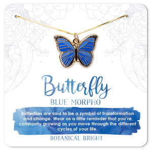 Blue Morpho Butterfly Charm Necklace