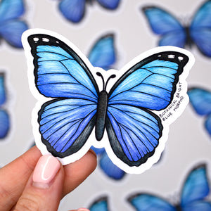 Blue Morpho Butterfly Waterproof Vinyl Sticker