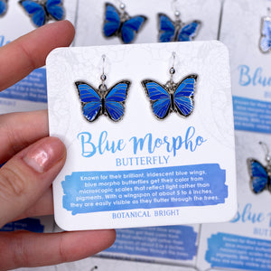 Blue Morpho Butterfly Charm Earrings