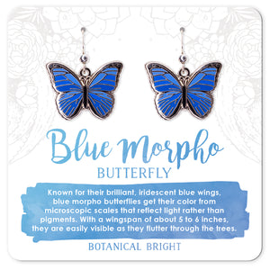 Blue Morpho Butterfly Charm Earrings