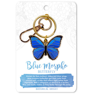 Blue Morpho Butterfly Enamel Keychain