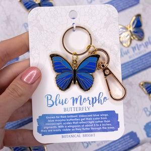 Blue Morpho Butterfly Enamel Keychain