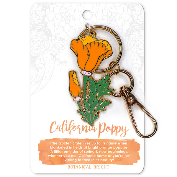California Poppy Enamel Keychain