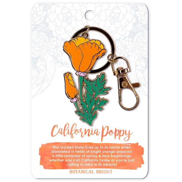 California Poppy Enamel Keychain