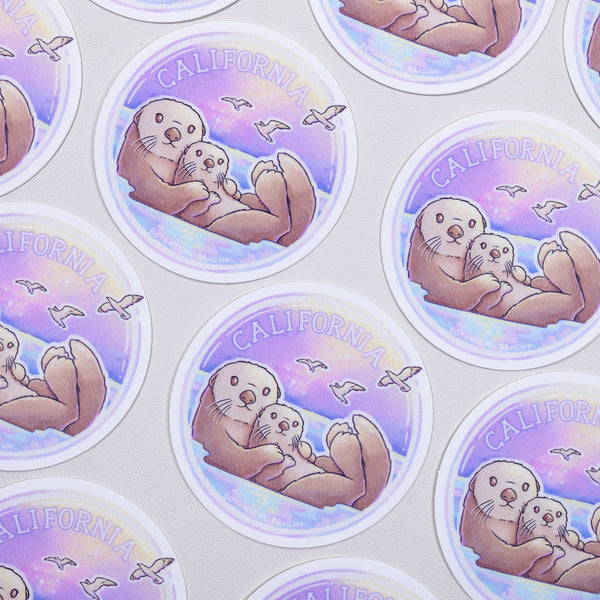 California Sea Otter Waterproof Vinyl Sticker