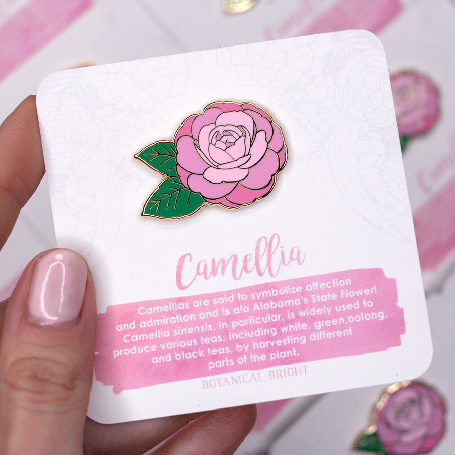 Camellia Flower Enamel Pin