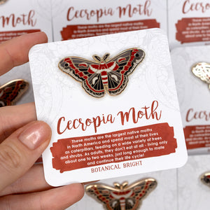 Cecropia Moth Enamel Pin