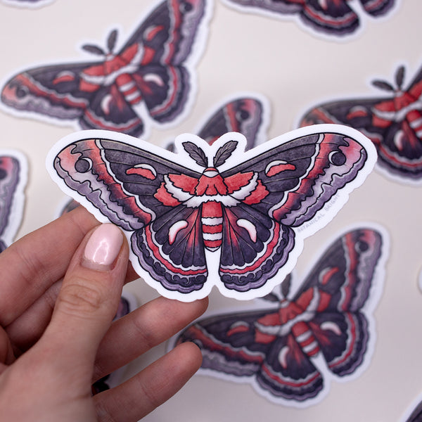 Cecropia Moth Waterproof Vinyl Sticker