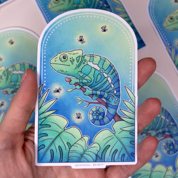 Chameleon and Firefly Painting Waterproof Vinyl Sticker