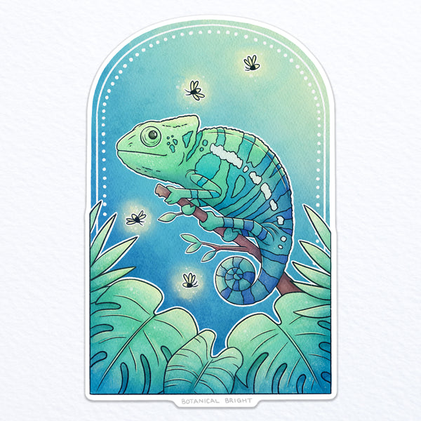 Chameleon and Firefly Painting Waterproof Vinyl Sticker