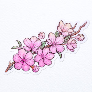 Cherry Blossom Branch Waterproof Sticker