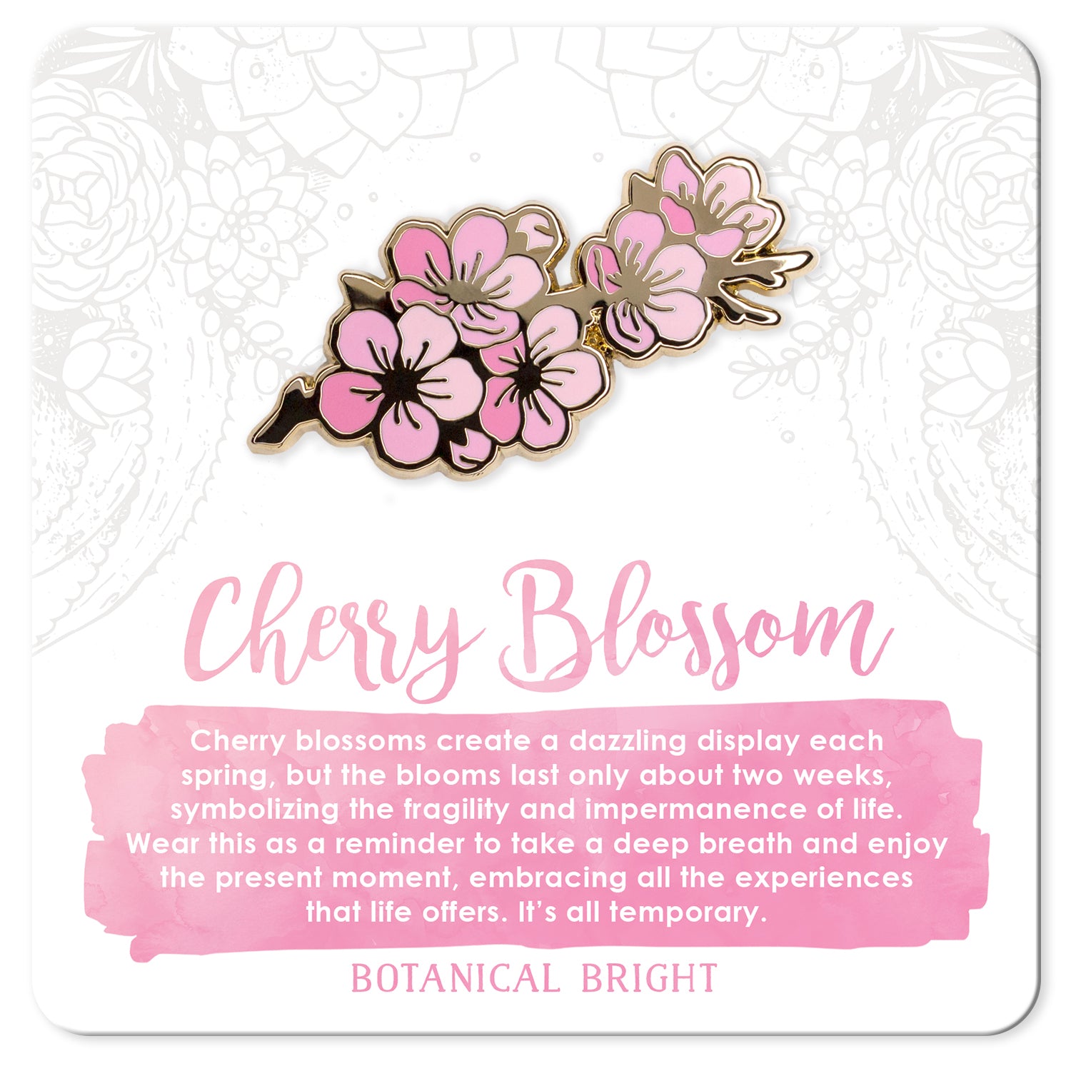 Cherry Blossom Branch Enamel Pin – Botanical Bright