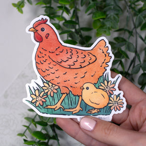 Chicken & Chick Waterproof Vinyl Sticker