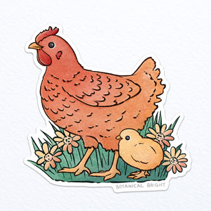 Chicken & Chick Waterproof Vinyl Sticker