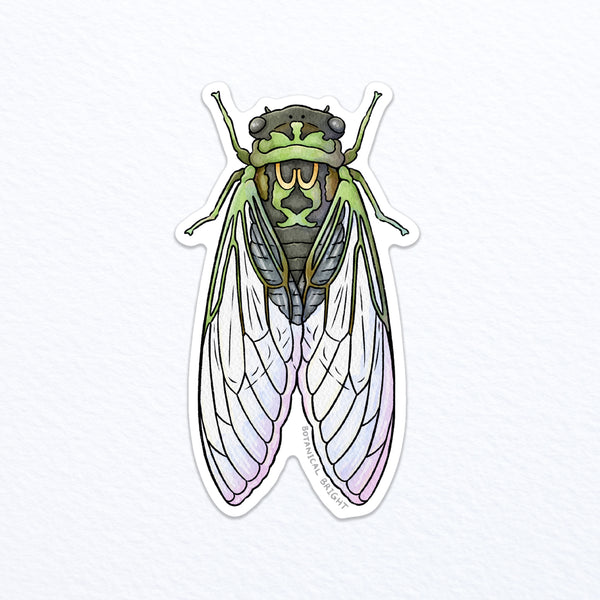 Green Cicada Waterproof Vinyl Sticker