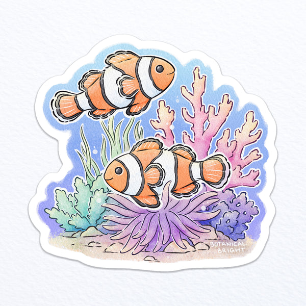 Clown Fish and Reef Waterproof Vinyl Sticker