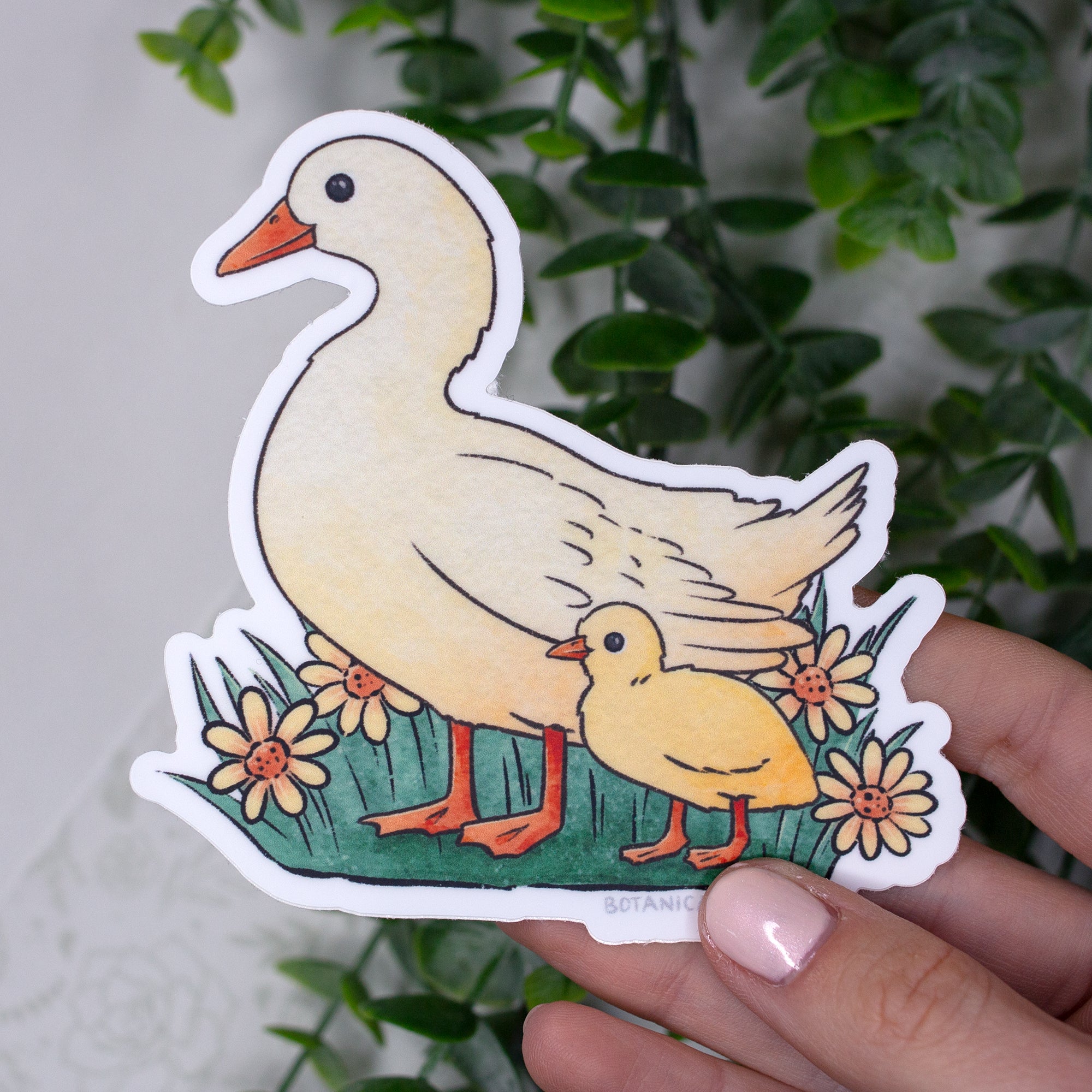 Duck & Duckling Waterproof Vinyl Sticker – Botanical Bright