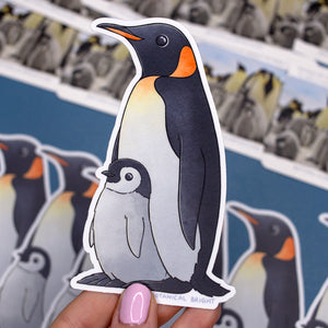 Penguin with Chick Waterproof Sticker