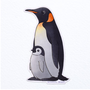 Penguin with Chick Waterproof Sticker