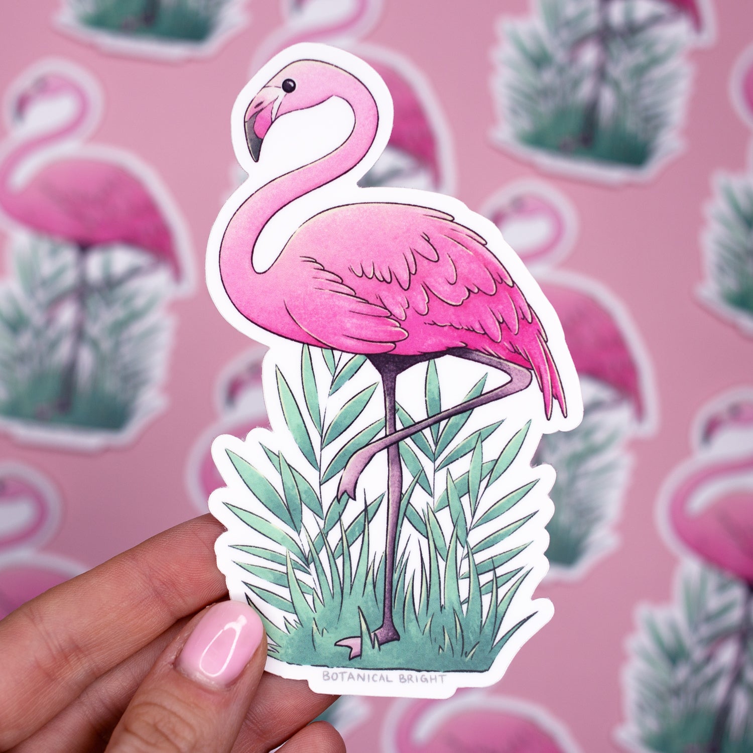Flamingo Abstract Sticker Flamingo Waterproof Vinyl Sticker – Botanical Bright