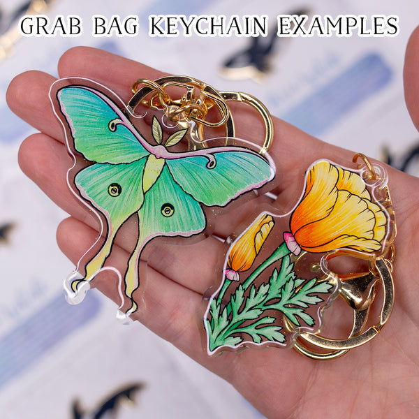 Mystery Grab Bags! 10 Water Resistant Stickers + 3 B-Grade Enamel Pins + 1 Keychain