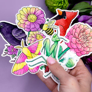 Mystery Grab Bags! 10 Water Resistant Stickers + 3 B-Grade Enamel Pins + 1 Keychain