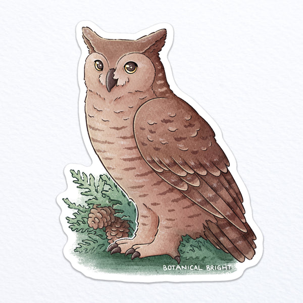 Great Horned Owl Waterproof Sticker