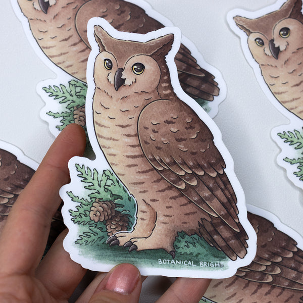 Great Horned Owl Waterproof Sticker
