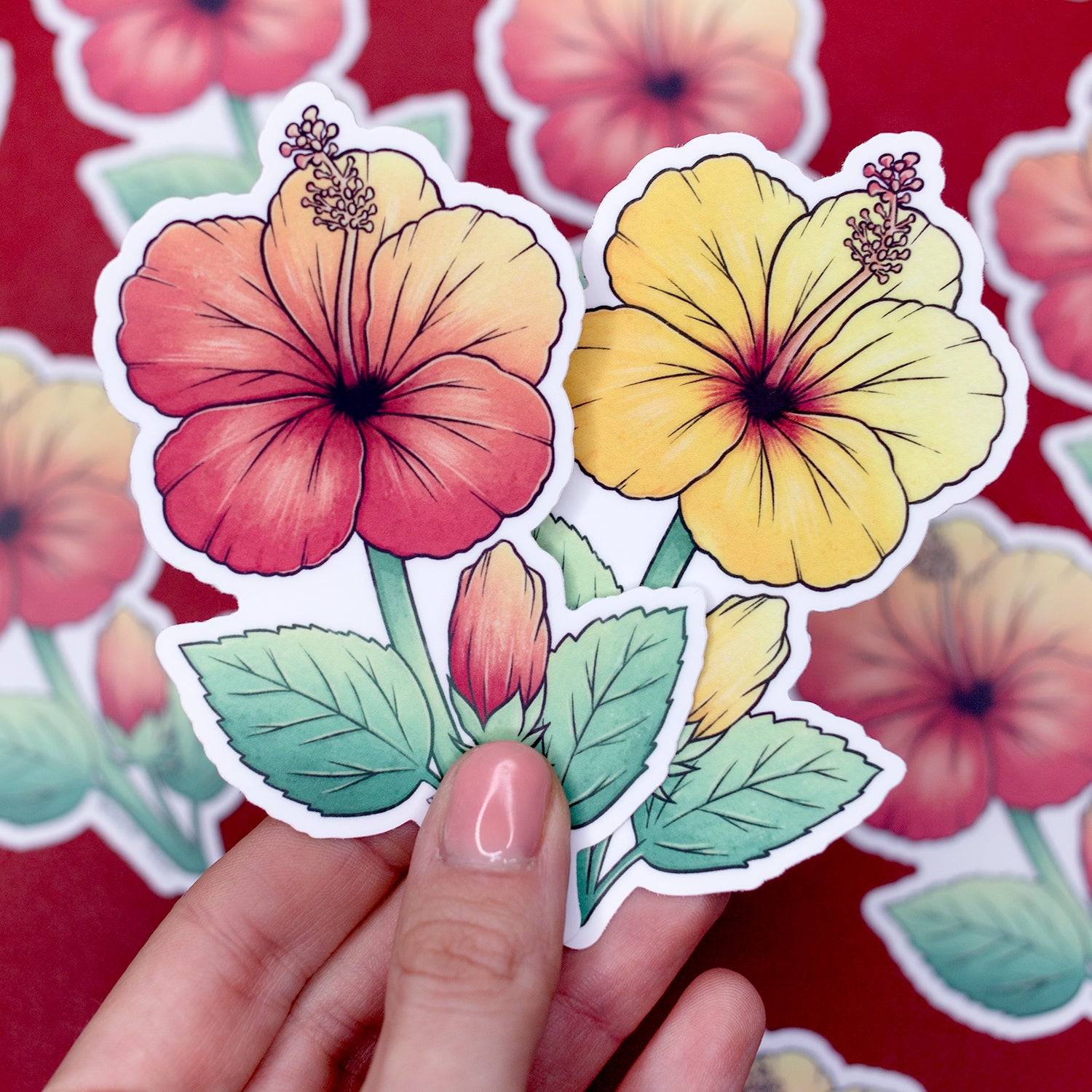 Hibiscus Waterproof Vinyl Sticker – Botanical Bright