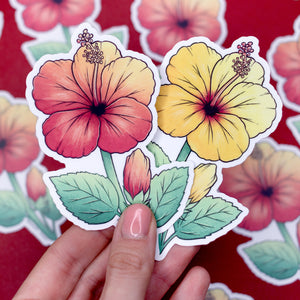 Hibiscus Waterproof Vinyl Sticker