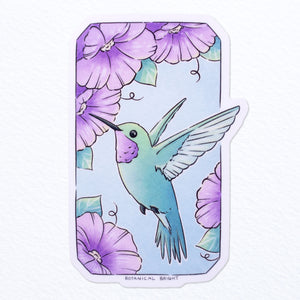 Hummingbird with Morning Glories Waterproof Vinyl Sticker