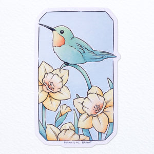 Hummingbird with Daffodils Waterproof Vinyl Sticker
