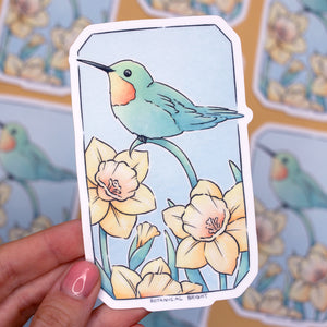 Hummingbird with Daffodils Waterproof Vinyl Sticker