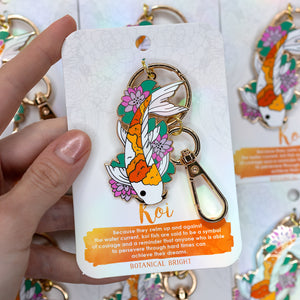 Koi Fish & Lily Pad Enamel Keychain