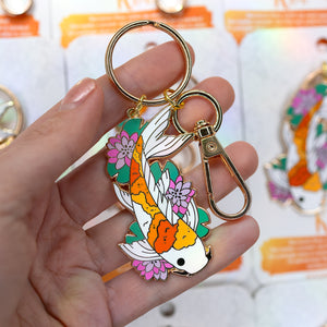 Koi Fish & Lily Pad Enamel Keychain