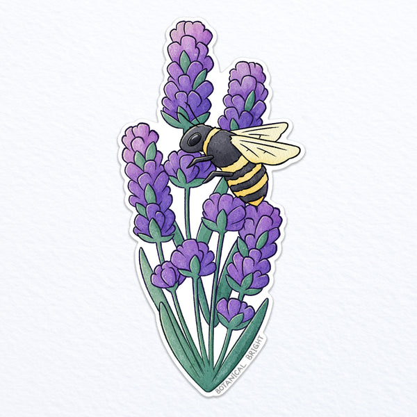 Bee and Lavender Waterproof Vinyl Sticker